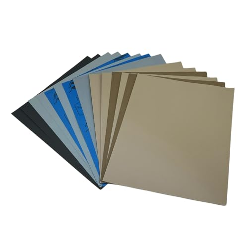 AutKerige 14PCS Ultra-Fine Sandpaper 3000 to 20000 Grit Wet Dry Sandpaper Assortment 9x11 Inch Premium Wet and Dry Sandpaper，7 Grits Various for Wood Metal or Auto Final Sanding, Grey