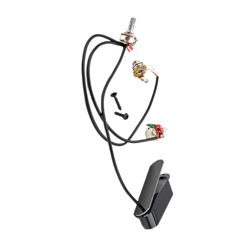 Hoement メタル ピックアップ チューナー コード アコースティック ギター アンプ ハンドル 機器 ギター カポ 用 アコースティック ウクレレ オーディオ コード ベース 回路 ケーブル 圧電 ブラック ステンレス スチール