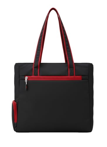 Image of Lusive's Double Pocket Handbag for Women: Stylish, Ideal Companion for Work, Travel, Polyester Material, Spacious 10-liter Capacity, 6 Pockets. (Black & Grey)