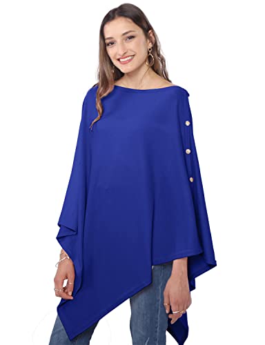 DiaryLook Poncho polyvalent pour femme avec boutons et toucher cachemire, bleu marine, taille unique Cover
