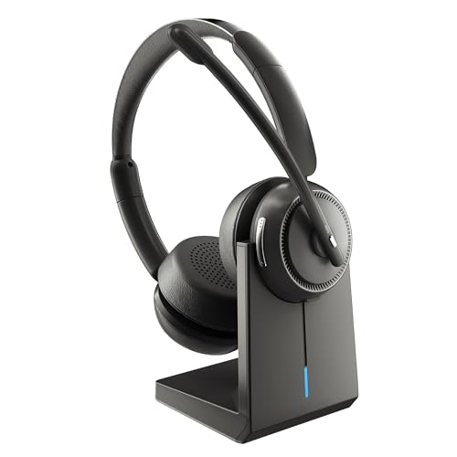 Image of Angteela Wireless Headset with ANC & ENC, Bluetooth 5.4 Headset, Wireless Headphones with Flip-to-Mute Microphone for Work from Home /Office /PC /Cell Phones