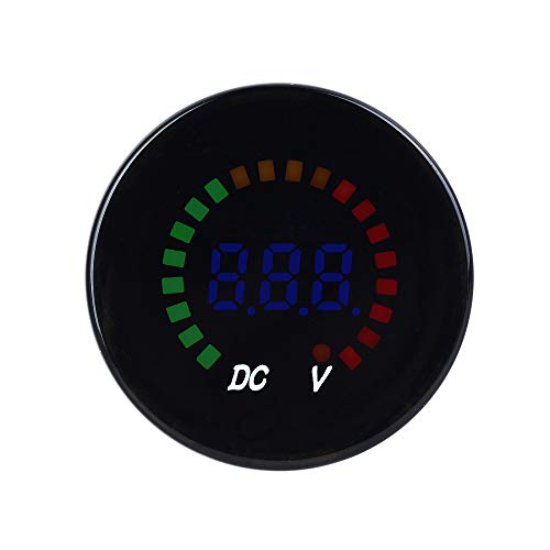 Image of Black Waterproof 12V Car Tester DC Voltmeter Color LED Digital Display Volt Meter Voltage Meter Scale Gauge Battery Tester for Marine Car Motorcycle Truck Boat RV