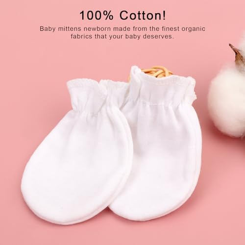 Newborn Baby Mittens No Scratch Cotton Elastic Wrist Gloves Infant Toddler Mittens for Baby Boy Girl 0-6 Months3