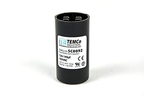 TEMCo 124-149 uF MFD CD60 Start Capacitor 165V AC Round | 50/60 Hz Motor Start Capacitor for HVAC, Compressor, Pump