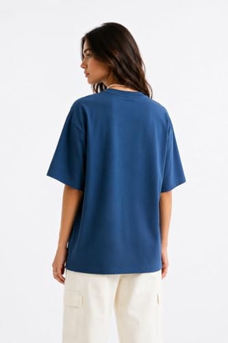 Image of ColorChakra Cotton Oversized Tshirt for Womens Down Shoulder Loose fit t-Shirt Women Baggy Style Oversize t-Shirt Korean fit