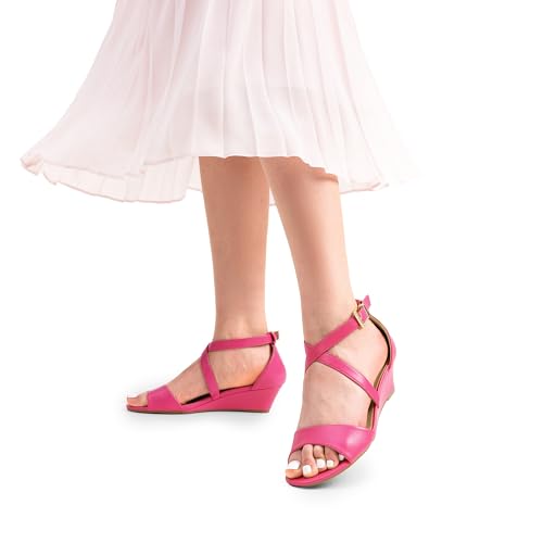 Image of DREAM PAIRS Women's Low Wedge Sandals Ankle Strap Heel Sandal Open Toe Wide Dress Summer Shoes