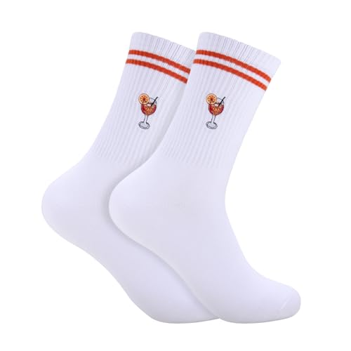 Yemmert Aperol Geschenk Aperol Socken 39-42 für Damen Herren Weihnachten Lustige Tennissocken Sportsocken Crew Socks Accessoires