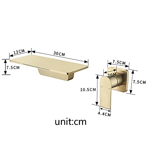 Robinet Cascade Mural Doré pour une Salle de Bain Zen