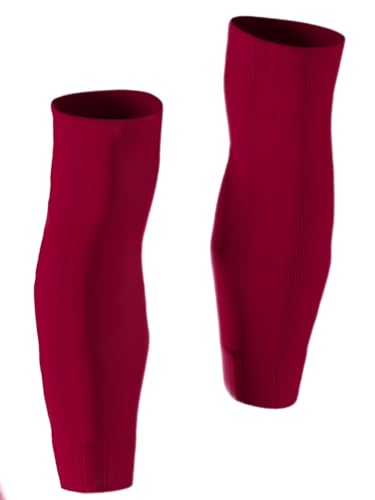 Tekkerz leg sleeve compatible with grip socks best alternative to soccer, football, hockey, rugby athletic socks (Maroon, Medium)
