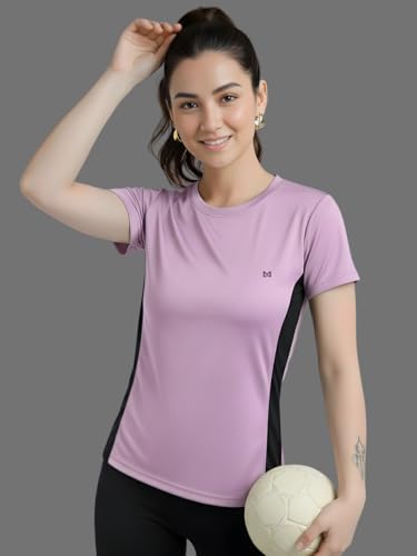 Image of White Moon Gym Tshirt for Women Workout Dry Fit t Shirt Sports Tshirt | Gym Tops for Woman | Lightweight Round Neck Breathable Half Sleeve Activewear Running Yoga Tops for Woman