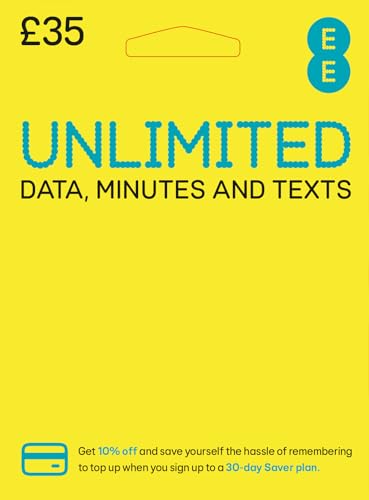 EE £35 Unlimited Data, Calls and Texts Pay As You Go Sim Card