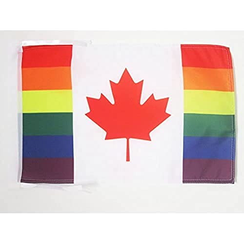 AZ FLAG Bandiera Canada Gay 45x30 cm - Bandierina Canadese Arcobaleno 30 x 45 cm Cordicelle