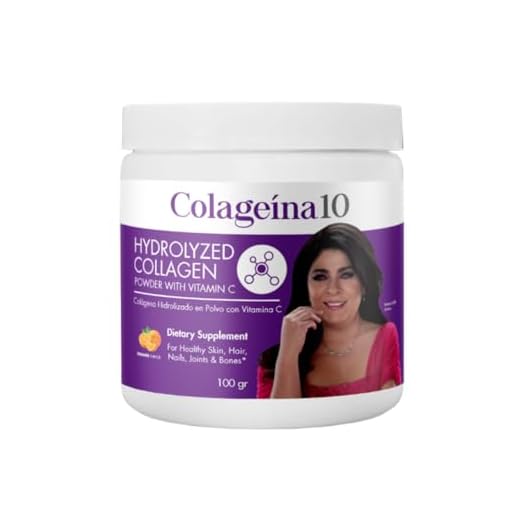 Colageina 10 Hydrolized Collagen Powder with Vitamin C, Anti-Aging, Orange Flavor, Water-Soluble, 3.5 Oz, Jar 3.5 Oz Powder, Jar