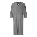 riou Weißes Oberhemd Herren Muslimisches Arabien für Herren, lässig, langärmelig, mit Tasche, lose Robe, Hemd, muslimische Robe, solide Hemd Herren Kurzarm Bügelfrei (Grey, XL)