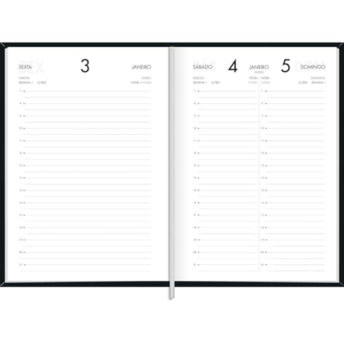 Tilibra - Agenda Executiva Costurada Diária 13,4 x 19,2 cm Napoli 2025 - Preta