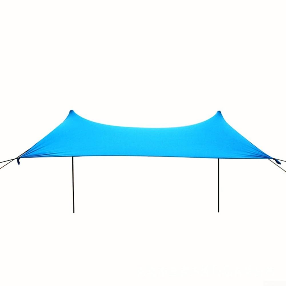 Baldacchino da spiaggia con ancoraggio a sacco di sabbia, protezione UPF 50+, spazioso 17,9 x 15,6 cm, altezza centrale, per 3-4 persone, verde blu (blu)