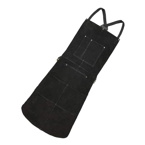 Delantal de soldadura de larga duración diseñado para profesionales, resistente al calor y al fuego, con múltiples bolsillos para almacenamiento de herramientas, delantal de cuero resistente