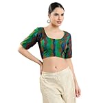 Vamas-Womens-Brocade-Georgette-Padded-Self-Design-Half-Sleeve-Readymade-Saree-Blouse-X-817ELB