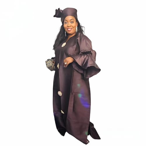 Robe en tissu brocart uni Zaraya ornée de broches chic vêtement de soirée grande taille femme