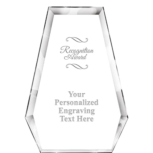 Crown Awards Recognition Award Custom Crystal Trophy, 7" Athens Pyramid Engraved Trophy Recognition Corporate Award