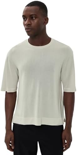 Officine Generale Men's Boris Lyocell Wool Tee, Moon, L