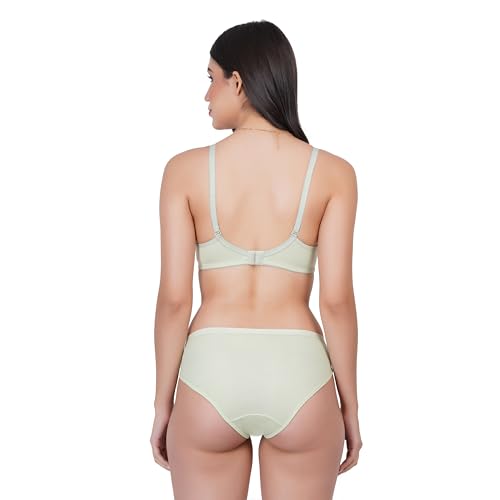 Image of Non Padded Bra Panty Set - Made of Pure Cotton Full Coverage Non Wired Seamless Pushup Soft Cup for T-Shirt Saree Dress Sports Garment for Daily Use Everyday