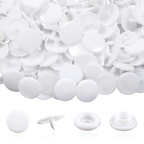 TOAOB 200 Set Corchetes de Presión 12 mm Botones de Presión Redondos de Blanco T5 Plástico Botón de Presión para Ropa DIY y Manualidades DIY Coser Artesanía