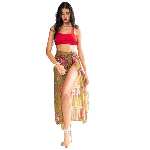 Image of EROTISSCH Women's Poly Georgette One-Piece Swimsuit Cover-Up Sarong, Made of 100% Polyester, Quick-Dry, Lightweight Beachwear for Girls with Adjustable Halter Neck, Suitable for Beach,Resort&Pool