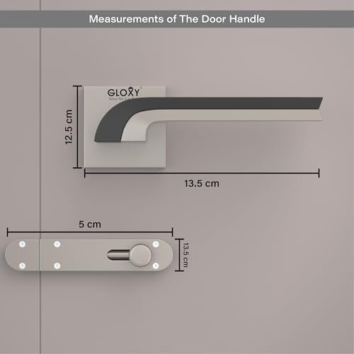 Image of GLOXY Door Lock for Bathroom Door Lock, Mortise Lock Without Knob Keyless Handles Set with Brass Baby Latch for Bedroom, Hotel | Satin & Black Finish (2 Years Warranty, Pack of 1)