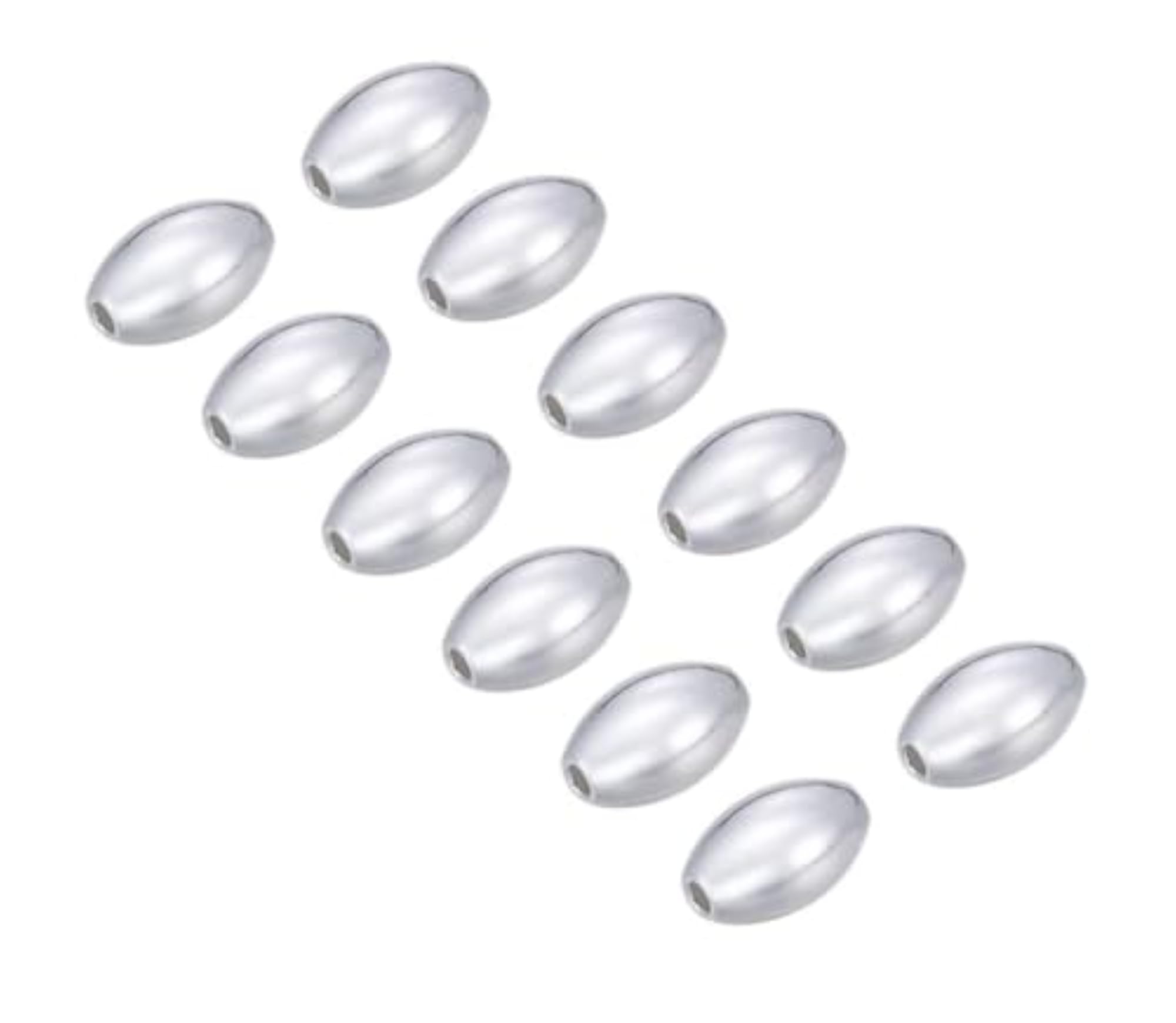 20pcs Sterling Silver Seamless Oval Rice Spacer Beads 7mm