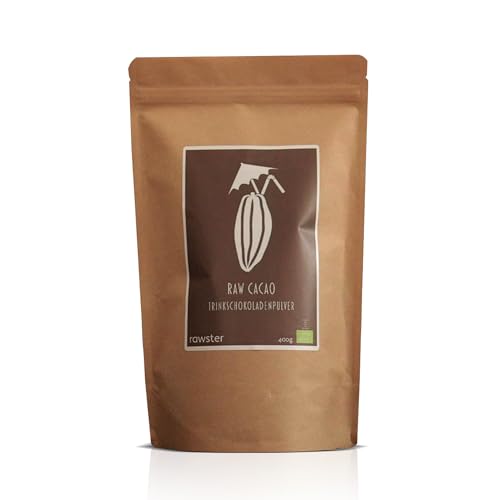 400g Bio Trinkschokolade | hoher Kakaogehalt ohne Industriezucker für eine zuckerarme Ernährung | Rohkakao Pulver aus Peru mit der Süße von Kokosblütenzucker | rawster