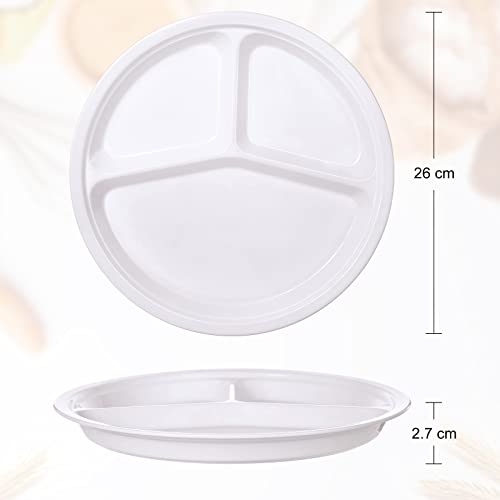 12 Packs Portion Control Plate 10.5 Inch 3 Compartment Divided Dinner Plate Reusable Salad Platter Dishes Diet Plate Meal Trays Microwave And Dishwasher Safe For Weight Loss Adults Kids #TOP1