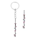 YURAOER Anime Slayer Keychain Pin Set - Cartoon Figures 9 Hashiras Mini Katana Sword Key Chains Enamel Pin Jewelry Men Women (Insect Hashira Shinobu Kocho)