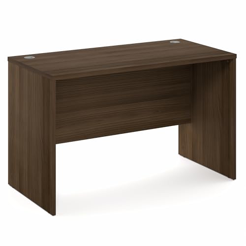 Image of Furinno Roger Computer Desk, 47 Inch Rectangular Executive Desk with Modesty Panel, Home Office Desk with Thick Tabletop, Desk Cord Grommet, Scratchproof, for Home Study, Office, Modern Walnut