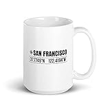 San Francisco City GPS Coordinates Souvenir USA Travel Gift Idea Mug