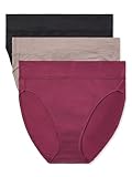 Warners Women's Allover Breathable Hi-Cut Panty, Amaranth/Mink/Black, XX-Large