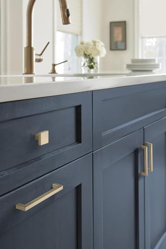 Image of Amerock | Cabinet Pull | Golden Champagne | 6-5 /16 inch (160 mm) Center to Center | Monument | 1 Pack | Drawer Pull | Drawer Handle | Cabinet Hardware