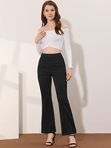Image of Allegra K Women's Faux Suede Pants Business Casual Wide Legs Bell Bottom Flared Trousers