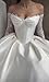 Off Shoulder Satin Ivory Prom Dresses Lace Wedding Dresses for Bride Long Sleeve Ball Gowns with Split FP48-16W