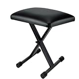 GLEAM Keyboard Bench Padded Cushion X-Style Height Adjustable 14.5-17.5in Piano Stool Bench Keyboard Chair Black (Thin Padding)