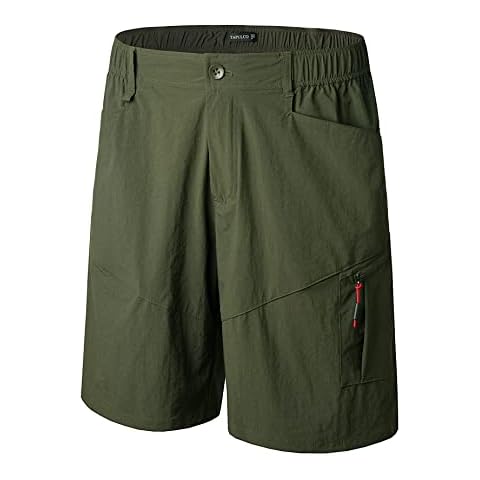 TAPULCO Mens Casual Cargo Shorts Summer Basic Quick Dry Stretch Elastic Waist Hiking Golf Outdoor Shorts with Pockets, Army, Medium Cover