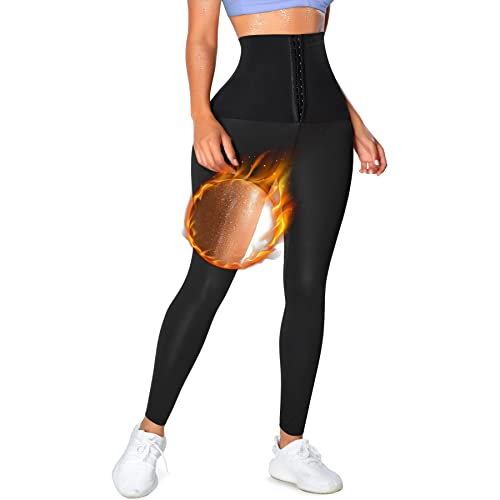 SCARBORO Damen Sauna Sweat Pants High Waist Corsage Leggings - Schwarz - X-Groß Cover