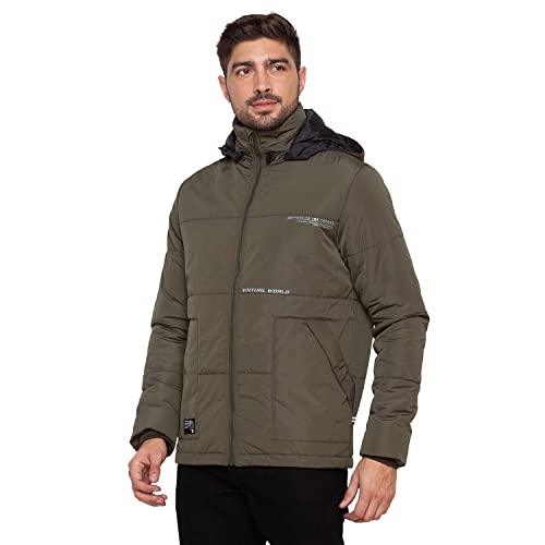 Image of Spykar Bottle Nylon Standard Length Full Sleeve Casual Jacket For Men