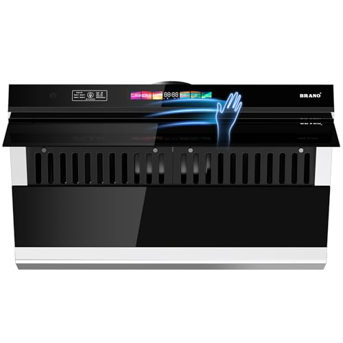 BRANO 30 inch Under Cabinet Range Hood, 900 CFM Kitchen Hood with Voice/Gesture/Touch Control,Ducted/Ductless Convertible Stainless Steel Range Hood, 4 Speed Exhaust Fan,Adjustable Lights