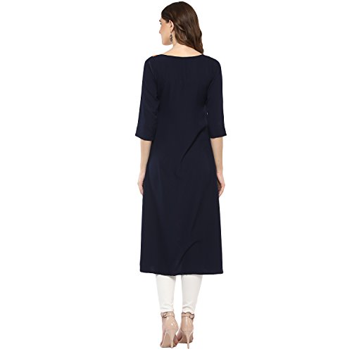 Image of Women's Crepe a-line Kurta (ALC4016N Blue x-Large)