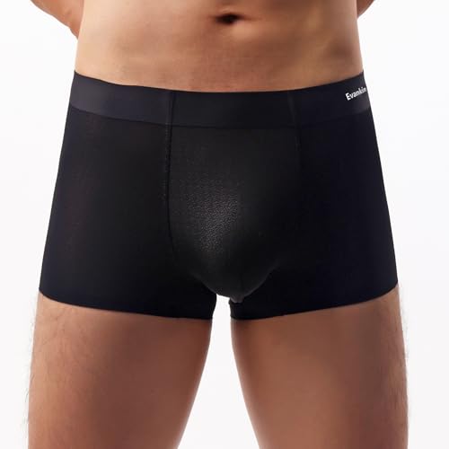 Evankin Mens Mesh Ice Silk Boxer Brief Breathable Cool Underwear Sexy Lace See Through Underpants2