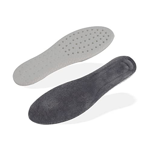 Woration Lambswool Winter PU Einlegesohlen Honigwabe Verdickt Weich Innen Sohlen Einlagen Gepolstert für Schuhe Stiefel Hausschuhe Frauen Männer Ersatz Warm Pelzige Einlegesohle Graue(285MM) Cover