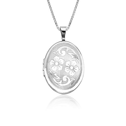 Honolulu Jewelry Company Sterling Silver Oval Locket Necklace Pendant with 18