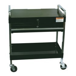 Service Cart with Locking Top & Drawer Black
