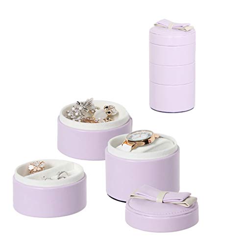 Boîte à bijoux violette avec rangement montre et organiseur en couches